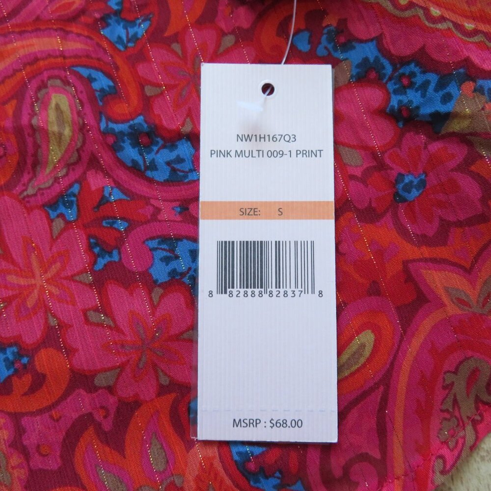 NWT Nanette Lepore Sheer Pink Paisley Floral Bohemian Pullover Blouse Size S - Picture 4 of 9